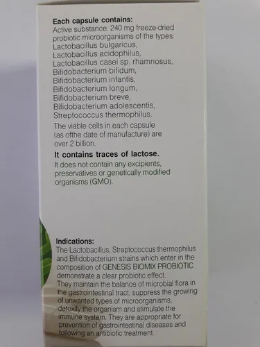 Vista 2 de Súper Oferta de 2 Genesis Probióticos: Biomix Probiótico con Lactobacillus y Bifidobacterium 30 Cápsulas de 240 mg y BB Probiótico 30 Cápsulas