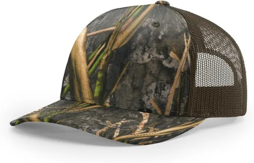 Vista 36 de Richardson 112 - Gorra de camionero de 5 paneles de alta calidad, ajustable, gorra Richardson en blanco estructurada Bark Duck Camo / Marrón