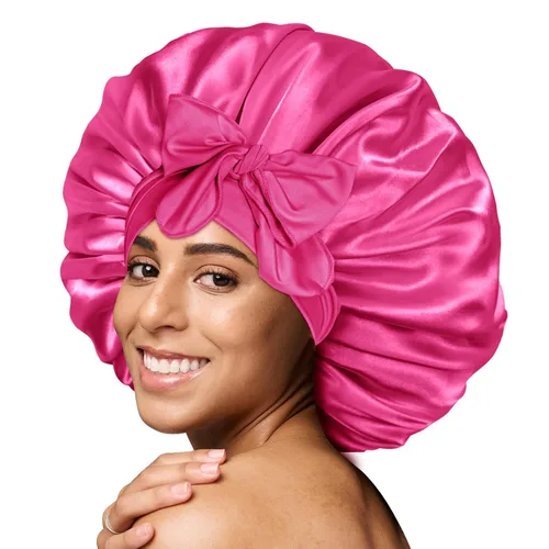 Vista 16 de BONNET QUEEN - Gorro de seda para dormir de BONNET QUEEN, gorro de satén para dormir con banda de amarre ajustable, para cabello rizado, de una sola
