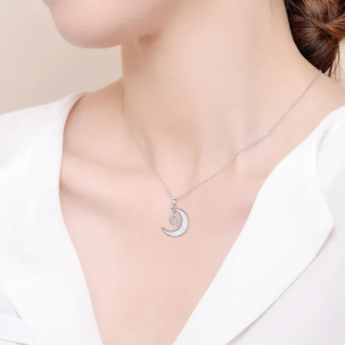 Vista 2 de KQF DragonflyHummingbirdHedgehogOwlSobrietyAngel Wings Necklace Sterling Silver Moon Necklace Dragonfly Gifts For Dragonfly Lovers Gifts Wife Mom