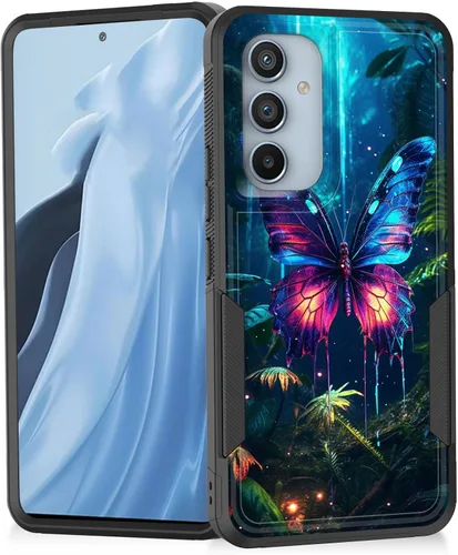 Vista 180 de Funda para Galaxy A14 5G, resistente de doble capa híbrida de policarbonato duro, goma suave, a prueba de golpes, funda protectora resistente