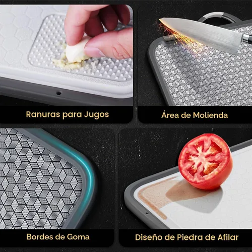 Vista 5 de Tabla de cortar grande de acero inoxidable, tabla de cortar de doble cara de 16 pulgadas para cocina, no tóxica, diseño de malla resistente a