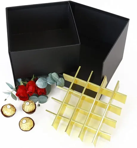 Vista 3 de USA-SALES UNIKPACKAGING - Caja sorpresa cuadrada para regalo y arreglos florales, tamaño 7.3 x 7.3 x 6.1 pulgadas para arreglos de regalo