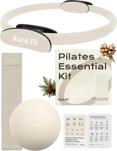 Vista 2 de Pesas ajustables para muñeca y tobillo color gris pardo de 1 libra cada juego de 2 y kit de pilates beige