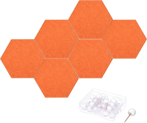 Vista 8 de PATIKIL Tablón de anuncios de fieltro, 12 x 10 pulgadas, paquete de 6 azulejos de fieltro hexagonales autoadhesivos para paneles de pared a prueba