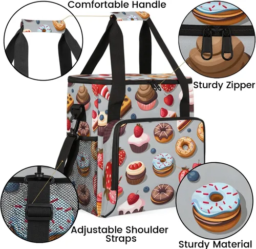 Vista 6 de Bolsa de viaje para cafetera con forma de donut para Keurig K-Mini/K-Mini Plus con aislamiento impermeable con bolsillos para K-Cup portátil de una