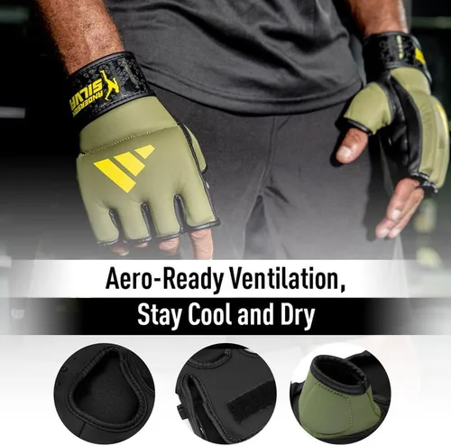 Vista 4 de Adidas x Anderson Silva - Guantes de entrenamiento y agarre para uso diario, estilo de lucha de MMA, carcasa exterior de poliuretano, probado
