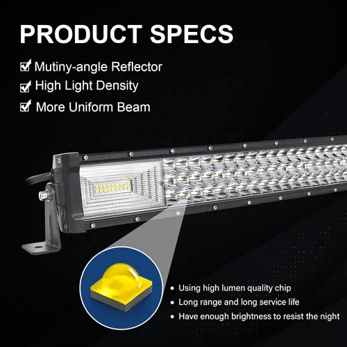 Vista 4 de RIGIDON Barra de luz LED curvada de 32 pulgadas y 405 W, barra de luz antiniebla de triple fila para conducción en todo terreno, luz de trabajo LED
