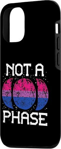 Vista 2 de Funda de regalo LGBTQ para iPhone 14 Not A Phase Bisexual Pride Moon Funny Bi Flag Pun