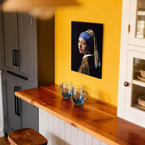 Vista 4 de YRYWAWA Jan Vermeer - Pendiente de pared con diseño de niña con perlas, pinturas al óleo famosas, pinturas clásicas para cocina, dormitorio, hogar