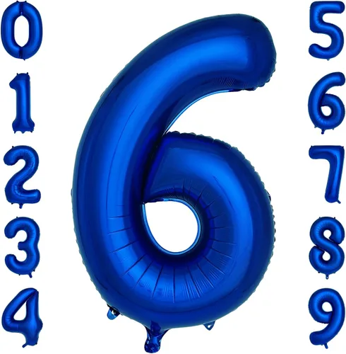 Vista 6 de Globos azul marino con el número 0 de 40 pulgadas, globos grandes de papel de aluminio de helio para fiesta de cumpleaños, decoraciones