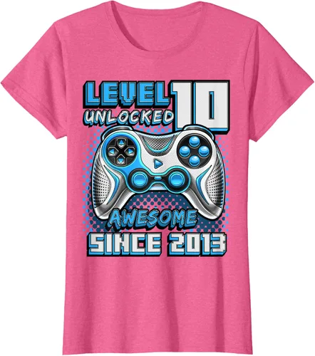 Vista 56 de Level 10 Unlocked Awesome 2013 Video Game 10th Birthday Boy T-Shirt, Negro