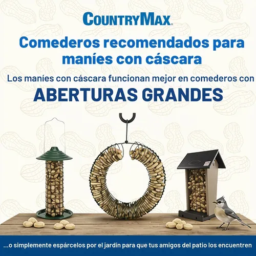 Vista 6 de Cacahuetes crudos CountryMax de 25 libras para vida silvestre y ardillas