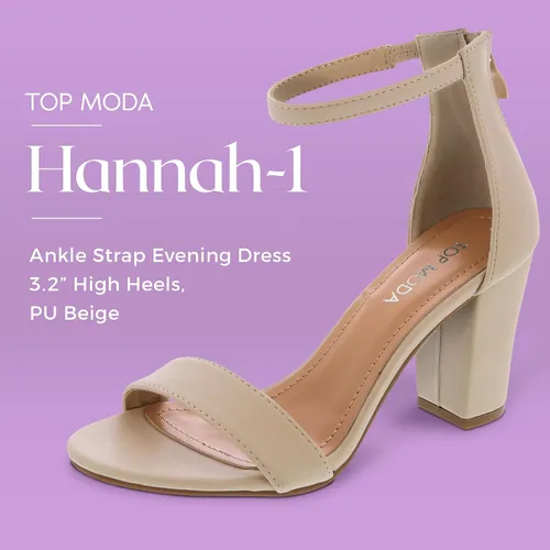 Vista 5 de TOP MODA Hannah-1 - Sandalias de tacón alto con tira en el tobillo elegantes, suela antideslizante, para boda, fiesta, baile de graduación Beige