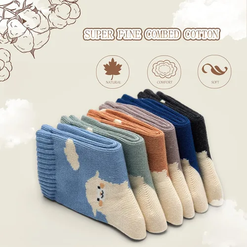 Vista 10 de Aisyee Calcetines de algodón para niños, calcetines sin costuras para niños, calcetines coloridos de cuarto de punto, paquete de 6