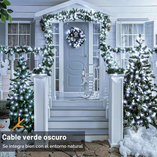 Vista 4 de Juego de 2, luces de Navidad, 200 pies, 600 LED, exterior/interior, guirnalda luces, 8 modos, impermeables, cable verde, parpadeantes, árbol, patio