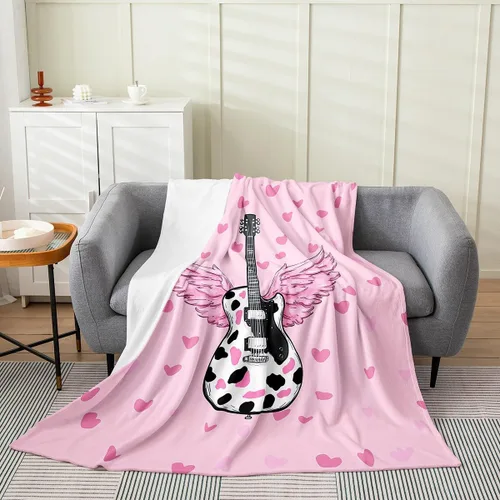 Vista 17 de Castle Fairy Manta de forro polar con botas de vaquero, manta de guitarra musical bohemia para niños y niños, manta de vaquera rústica occidental