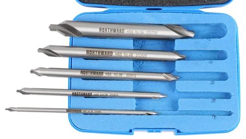 Vista 3 de Accusize - Juego de brocas centrales largas, #1-#5, 3/64"-3/16", 5-Pc, M2 HSS, 3560-1001 4.0 in OAL, Acero de Alta Velocidad M2, Estilo Liso