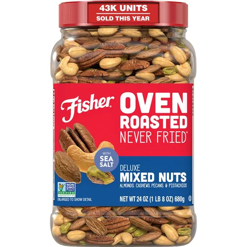 Vista 10 de FISHER Oven Roasted Never Fried - Mezcla de frutos secos asados al horno, nunca fritos Pack Of 1, Healthy Snacks For Adults, No Added Oil, No