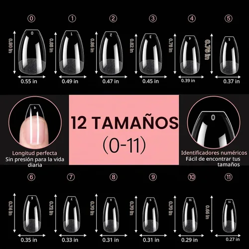 Vista 6 de AILLSA Puntas de uñas de bailarina, puntas de uñas de gel transparente