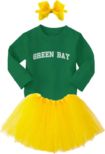 Vista 2 de Green Bay - Conjunto deportivo para bebé con falda tutú + diadema con lazo