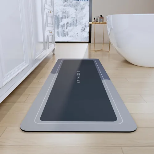 Vista 43 de Tapetes de baño antideslizantes de secado rápido, tapetes de baño de goma súper absorbentes para debajo de la puerta, tapetes de baño para baño, Azul