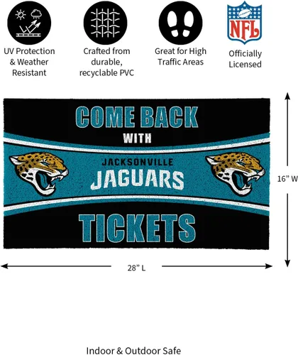 Vista 3 de Team Sports America NFL Jacksonville Jaguars Entrada interior y exterior 28 x 16 pulgadas Parte trasera antideslizante Tapetes de bienvenida