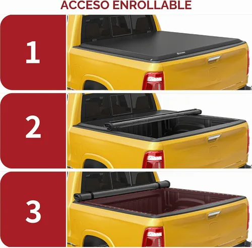 Vista 4 de YITAMOTOR - Cubierta suave enrollable para plataforma de camioneta, Tonneau, compatible con Toyota Tacoma 2016-2023 (Excl. Edición Trail)