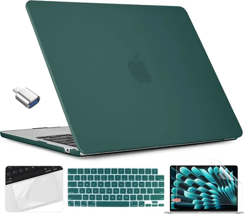 Vista 19 de TWOLSKOO Compatible con funda para MacBook Air M4 de 15 pulgadas versión 2025-2023 M4 A3241 M3 A3114 M2 A2941, carcasa rígida de plástico y Cristal
