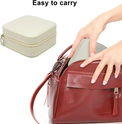 Vista 7 de KEINE MARKE Joyero pequeño estuche de joyería portátil de viaje para anillo dije aretes collar organizador de pulseras cajas de almacenamiento blanco