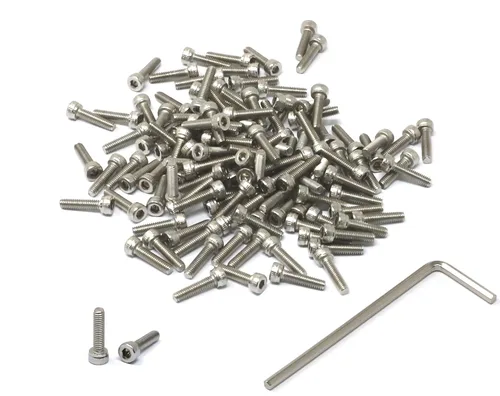 Vista 180 de iexcell Kit de tornillos de cabeza hexagonal de acero inoxidable 304, 100 unidades M2 x 0.157 in, paso de rosca de 0.016 in