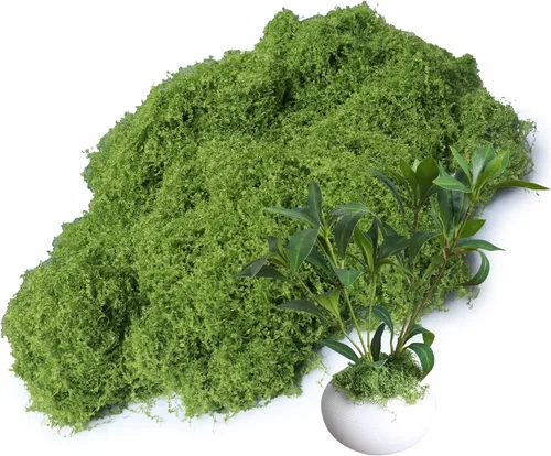 Vista 14 de Planta artificial de musgo artificial de musgo floral verde de 5.3 onzas para manualidades, manualidades de hadas, jarrón, florero, decoración de A