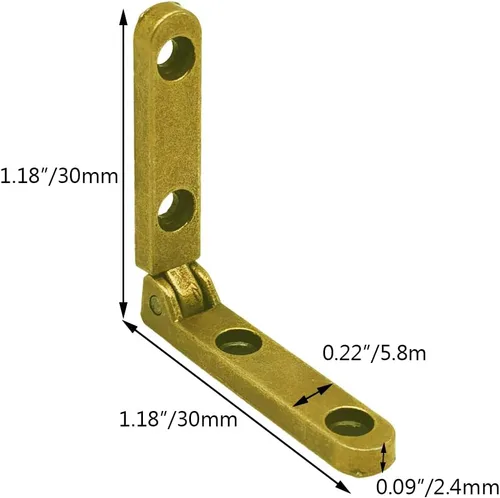 Vista 2 de Mini bisagras para caja de madera, joyero, caja dorada de 90 grados, bisagra de joyero con tornillos, paquete de 12 unidades, bronce