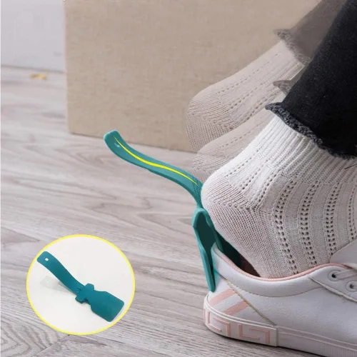 Vista 2 de ZAILHWK Lazy Zapatero ayudante con mango de cuerno de zapato para levantar zapatos, fácil de poner y quitar, portátil, calcetín deslizante