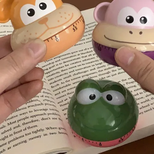 Vista 4 de Temporizadores manuales mecánicos, con forma de animal de dibujos animados, lindo temporizador manual de cuenta regresiva para aula, hogar, estudio