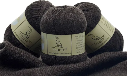 Vista 23 de Ovillo de lana de merino para tejer (3 capas) suave y ligero de 150g para ganchillo (Beige)