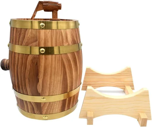 Vista 4 de Barriles grandes de roble envejecido, dispensador de barril de whisky, cubo de vino, sin fugas, para almacenamiento de vino, licores y whisky