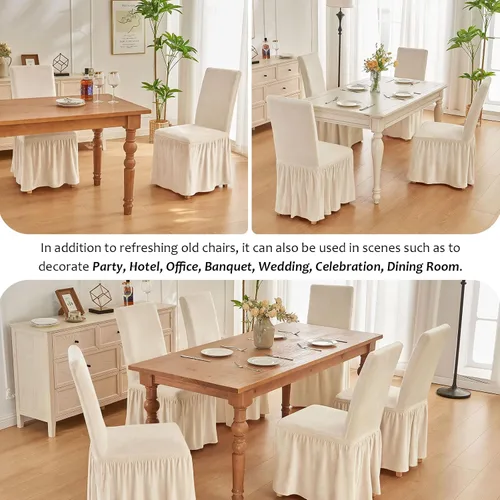 Vista 6 de NICEEC Fundas de silla de elastano para sillas de comedor, juego de 2 fundas de silla de comedor extraíbles con falda, fundas para sillas Parson