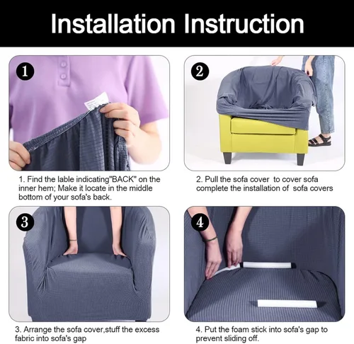 Vista 5 de SearchI - Funda elástica para silla de club, fundas para silla de barril, fundas de jacquard para silla de bañera, fundas de elastano para sillón