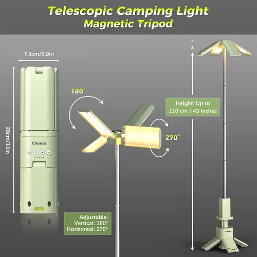Vista 2 de Luces de camping telescópicas recargables de 14000 mAh LED, linternas magnéticas multifunción para iluminación de obra, lámpara de tienda de camping
