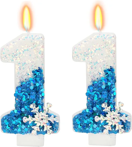 Vista 26 de Velas de cumpleaños con temática de nieve, suministros de fiesta de cumpleaños de invierno, decoración de pastel número 0 de 2.76 pulgadas (número 0)