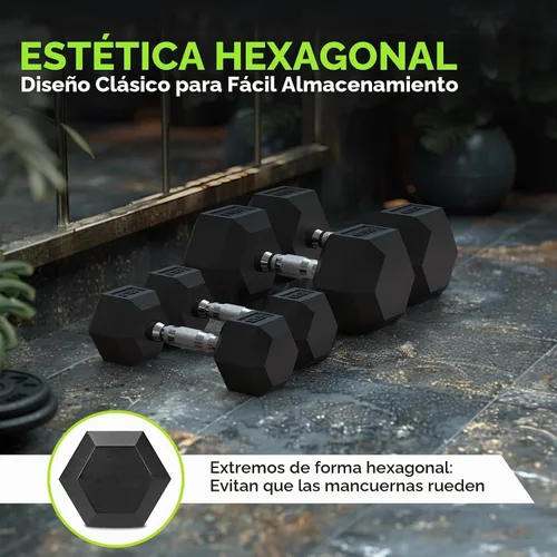 Vista 9 de HANDBODE Rubber Coated Hex Dumbbell Set, 90-640 lb