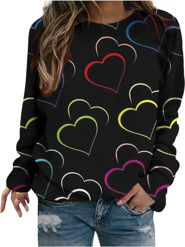 Vista 71 de Sudadera de manga larga con estampado de leopardo y corazón para mujer, para el día de San Valentín, sin botones, para niñas, regalos