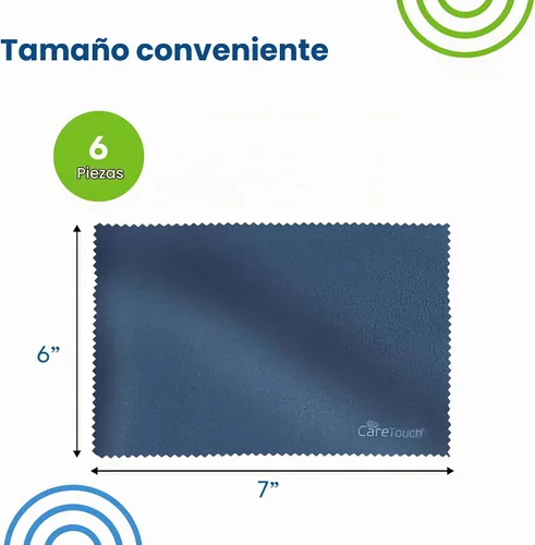 Vista 3 de Care Touch Paquete de 6 paños de limpieza para gafas de microfibra (azul marino)