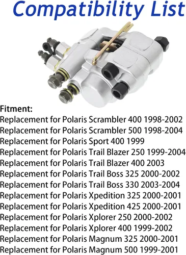Vista 3 de Silscvtt Pinza de freno trasera con pastillas de repuesto para Polaris Scrambler 400 500 Sport 400 Trail Blazer 250 400 Trail Boss 325 330 Xplorer