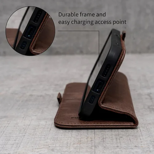Vista 4 de Porter Riley - Funda de cuero para Samsung Galaxy S23. Funda de cuero genuino premium con soporte/cartera/cubierta (marrón chocolate)