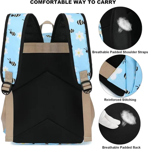 Vista 3 de Bee - Mochila para laptop para mujeres y niñas, mochila escolar universitaria de 15.6 pulgadas, mochila informal de viaje, tamaño grande