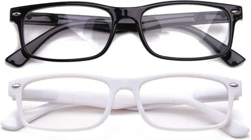 Vista 18 de Newbee Fashion Lentes transparentes Marco Rectángulo Marco Sin Prescripción Falso Gafas Paquete de 2 bambú negro y marrón