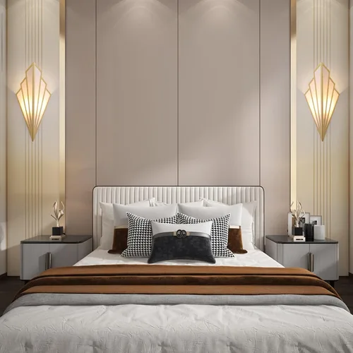 Vista 4 de Juego de dos lámparas de pared de estilo moderno, apliques de pared a pilas con control remoto, lámpara de iluminación inalámbrica art deco