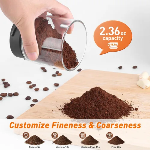 Vista 8 de Secura Molinillo de café eléctrico, molinillo de especias, cuencos de vidrio dobles para molienda húmeda y seca